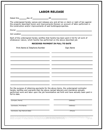 labor release forms