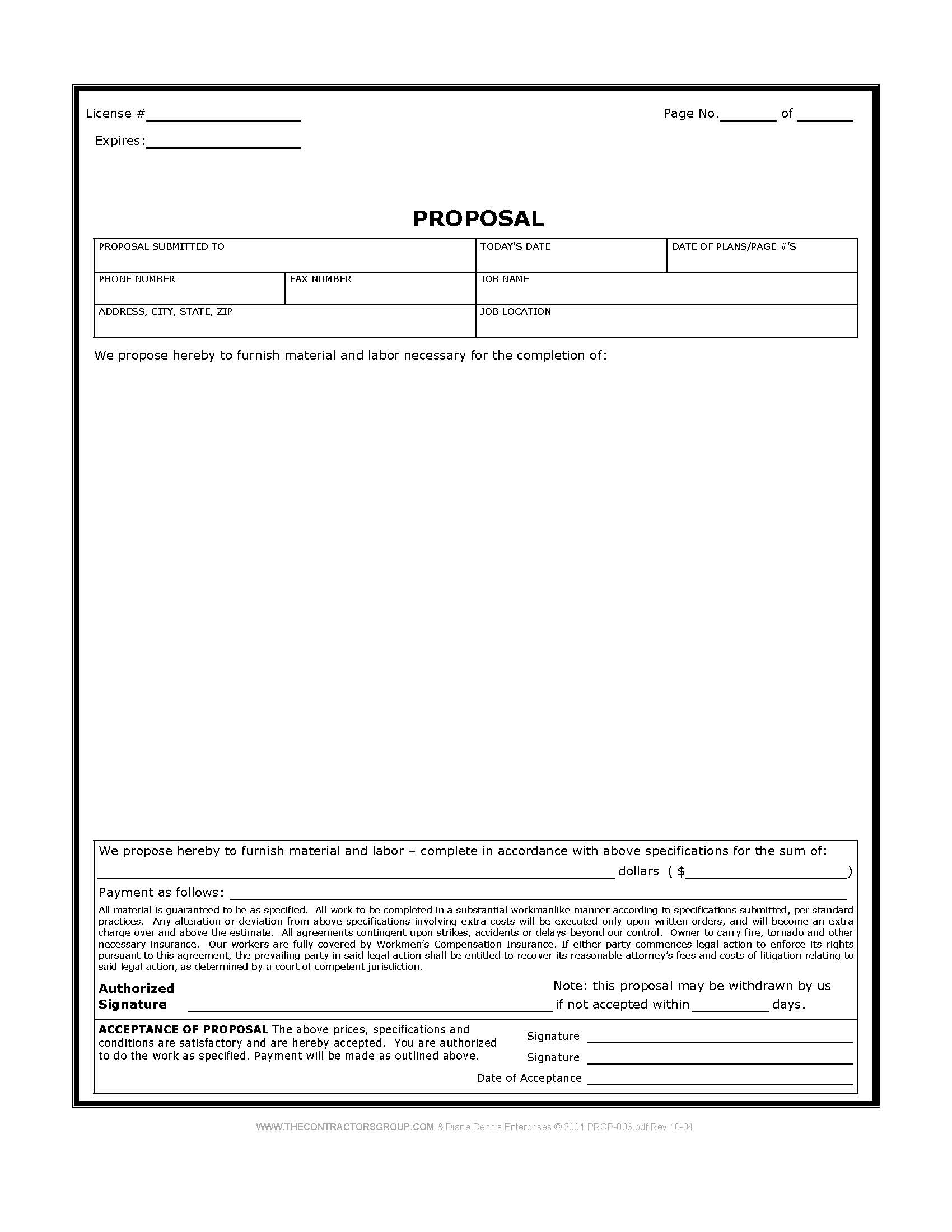 Image of Fillable Bid Proposal Template