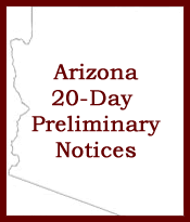 Image of Arizona and link to 20-Day Arizona Preliminary Notices
