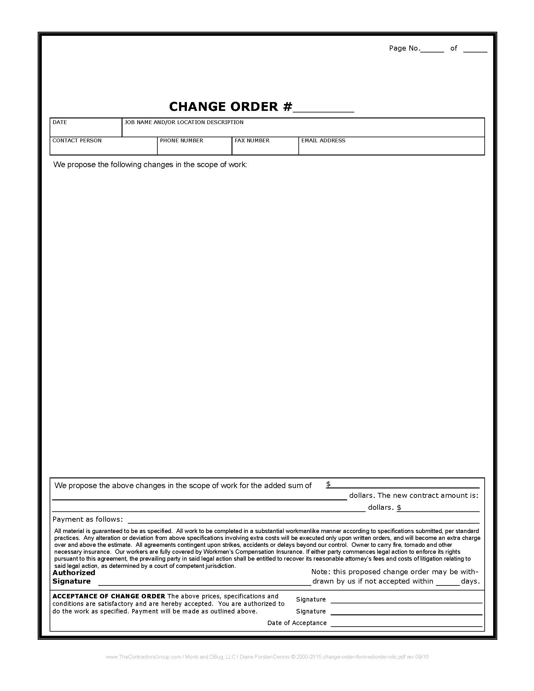 Image of Change Order Form