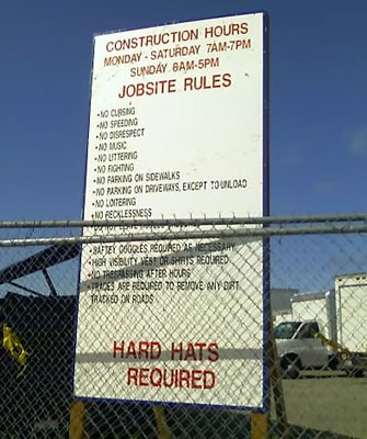 Image of military base requirements for contractors, posted at military base