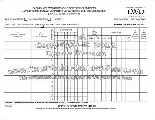 New Jersey Payroll Certification Form image and link